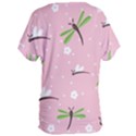 Dragonfly And White Flowers Pattern Women s Oversized Tee View2