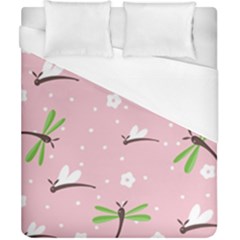 Dragonfly And White Flowers Pattern Duvet Cover (california King Size) by Bigfootshirtshop