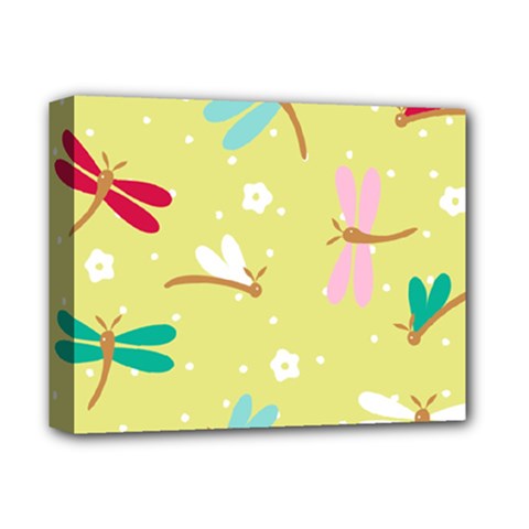 Colorful Dragonflies And White Flowers Pattern Deluxe Canvas 14  X 11  by Bigfootshirtshop