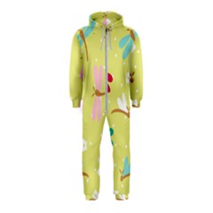 Colorful Dragonflies And White Flowers Pattern Hooded Jumpsuit (kids) by Bigfootshirtshop