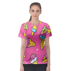 Summer Ice Creams Flavors Pattern Women s Sport Mesh Tee