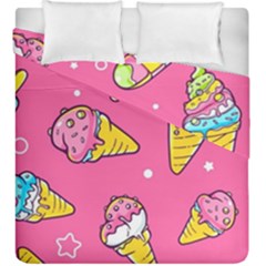 Summer Ice Creams Flavors Pattern Duvet Cover Double Side (King Size)