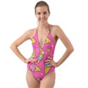 Summer Ice Creams Flavors Pattern Halter Cut-Out One Piece Swimsuit View1