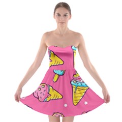 Summer Ice Creams Flavors Pattern Strapless Bra Top Dress