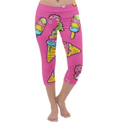 Summer Ice Creams Flavors Pattern Capri Yoga Leggings