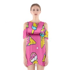 Summer Ice Creams Flavors Pattern Shoulder Cutout One Piece