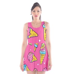 Summer Ice Creams Flavors Pattern Scoop Neck Skater Dress