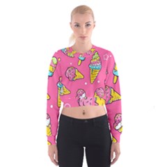 Summer Ice Creams Flavors Pattern Cropped Sweatshirt