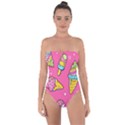 Summer Ice Creams Flavors Pattern Tie Back One Piece Swimsuit View1