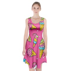 Summer Ice Creams Flavors Pattern Racerback Midi Dress