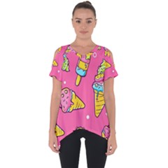 Summer Ice Creams Flavors Pattern Cut Out Side Drop Tee