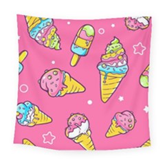 Summer Ice Creams Flavors Pattern Square Tapestry (Large)