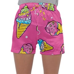 Summer Ice Creams Flavors Pattern Sleepwear Shorts