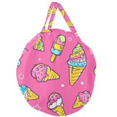 Summer Ice Creams Flavors Pattern Giant Round Zipper Tote