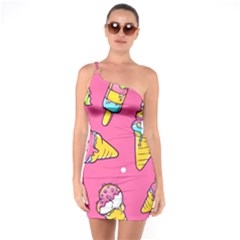 Summer Ice Creams Flavors Pattern One Soulder Bodycon Dress