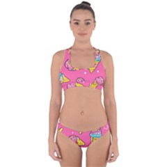 Summer Ice Creams Flavors Pattern Cross Back Hipster Bikini Set