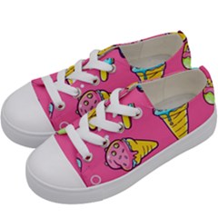 Summer Ice Creams Flavors Pattern Kids  Low Top Canvas Sneakers by Bigfootshirtshop