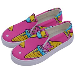 Summer Ice Creams Flavors Pattern Kids  Canvas Slip Ons by Bigfootshirtshop