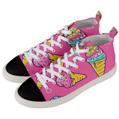 Summer Ice Creams Flavors Pattern Men s Mid-top Canvas Sneakers by Bigfootshirtshop