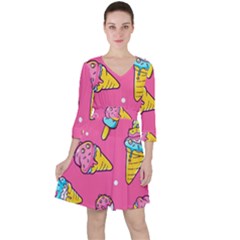 Summer Ice Creams Flavors Pattern Ruffle Dress