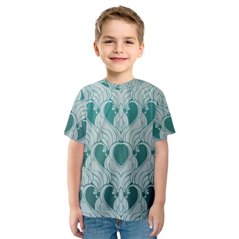 Teal Art Nouvea Kids  Sport Mesh Tee by NouveauDesign