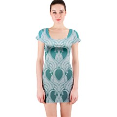 Teal Art Nouvea Short Sleeve Bodycon Dress by NouveauDesign