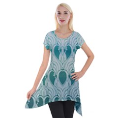 Teal Art Nouvea Short Sleeve Side Drop Tunic by NouveauDesign