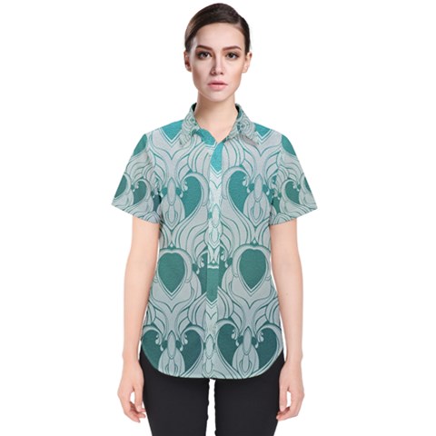 Teal Art Nouvea Women s Short Sleeve Shirt by NouveauDesign