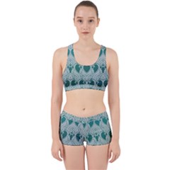 Teal Art Nouvea Work It Out Sports Bra Set by NouveauDesign