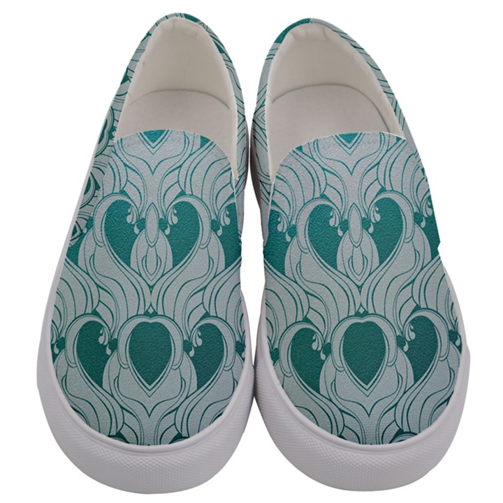 teal art nouvea Men s Canvas Slip Ons