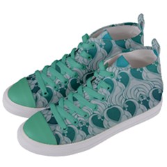 Teal Art Nouvea Women s Mid-top Canvas Sneakers by NouveauDesign