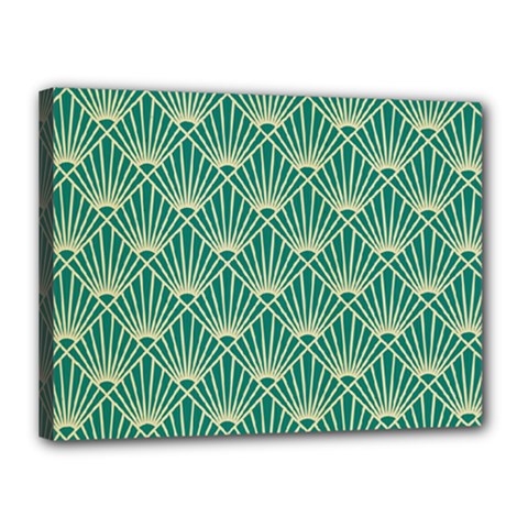 Green Fan  Canvas 16  X 12  by NouveauDesign