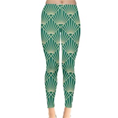 Green Fan  Leggings  by NouveauDesign