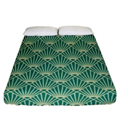 Green Fan  Fitted Sheet (california King Size) by NouveauDesign