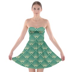 Green Fan  Strapless Bra Top Dress by NouveauDesign