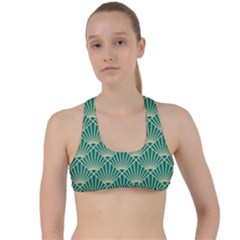 Green Fan  Criss Cross Racerback Sports Bra by NouveauDesign