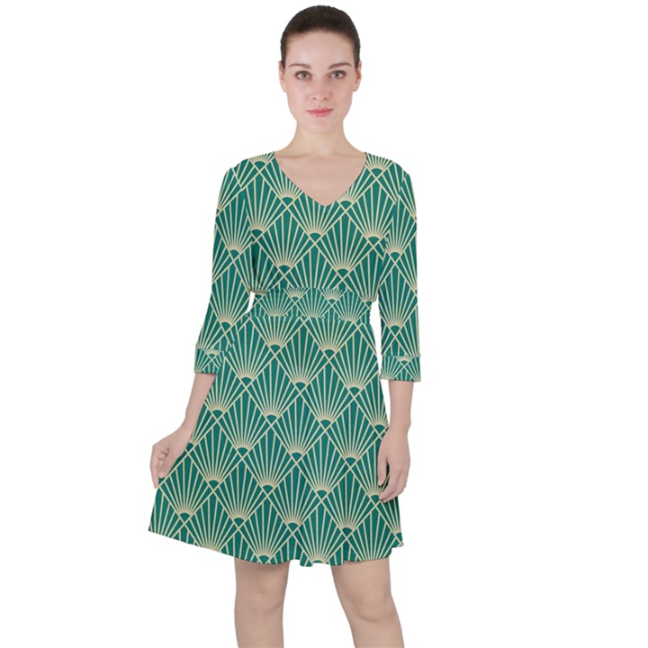 green fan  Ruffle Dress