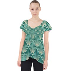 Green Fan  Lace Front Dolly Top