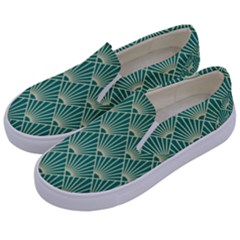 Green Fan  Kids  Canvas Slip Ons by NouveauDesign