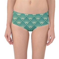 Green Fan  Mid-waist Bikini Bottoms by NouveauDesign