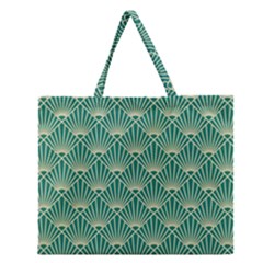 Green Fan  Zipper Large Tote Bag