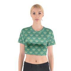 Green Fan  Cotton Crop Top by NouveauDesign