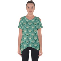 Green Fan  Cut Out Side Drop Tee