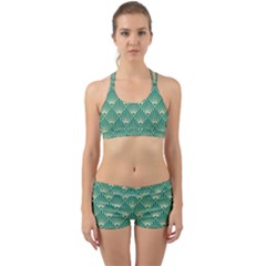 Green Fan  Back Web Sports Bra Set