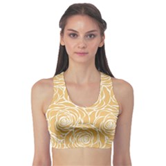 Yellow Peonines Sports Bra by NouveauDesign