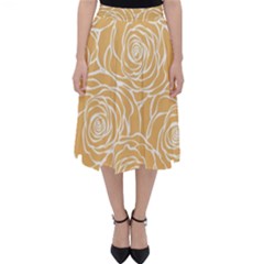 Yellow Peonines Folding Skater Skirt