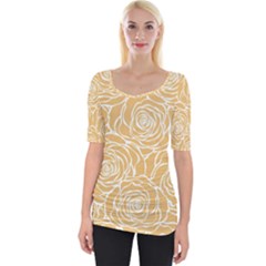 Yellow Peonines Wide Neckline Tee