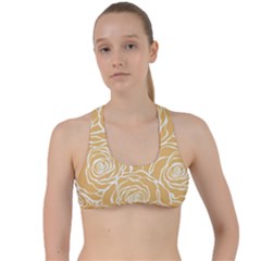 Yellow Peonines Criss Cross Racerback Sports Bra by NouveauDesign