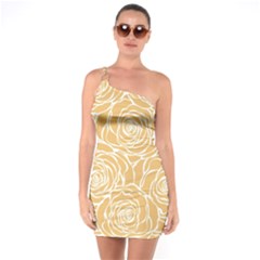 Yellow Peonines One Soulder Bodycon Dress by NouveauDesign