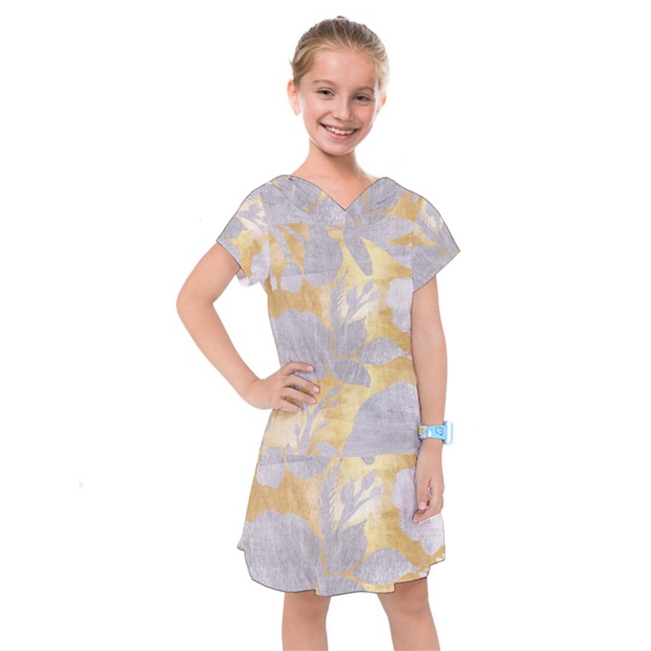 gold silver Kids  Drop Waist Dress